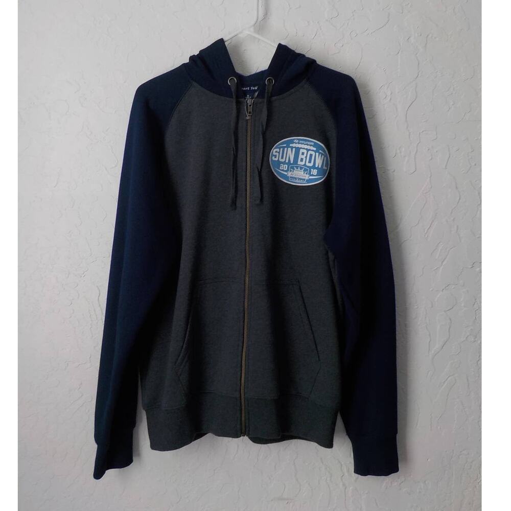 Sport TeK Gray Fleece Jacket Full Zip Hoodie Men sz Large 2016 El Paso Sun Bowl